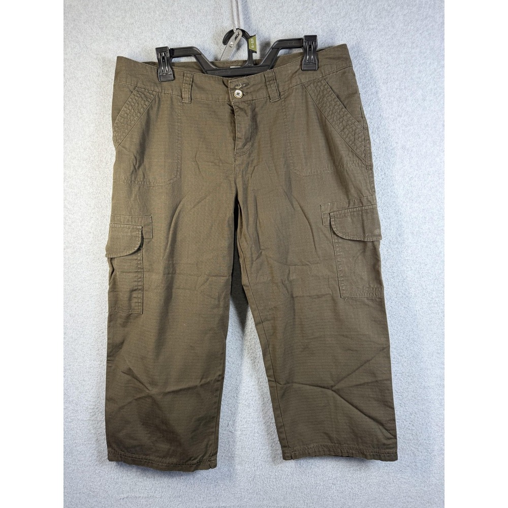 Relativity Pants Womens 10 Green Cargo Capri Twill Cropped Utility Pockets
